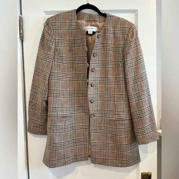 EUC Vintage Liz Claiborne plaid blazer coat 10 fit M - Picture 1 of 6